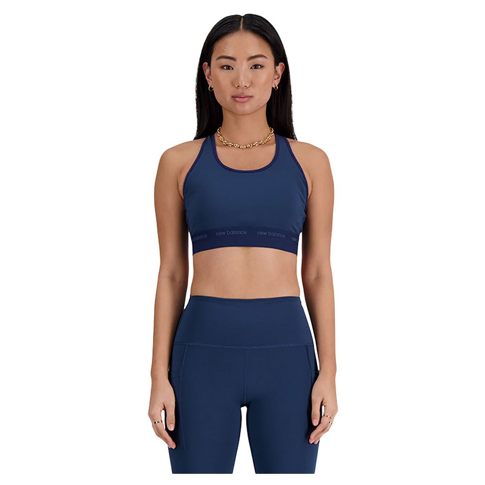 New Balance Sleek Medium Support Sports Bra Blau S Frau New Balance Sleek Medium Support Sports Bra Blau S Frau von New Balance