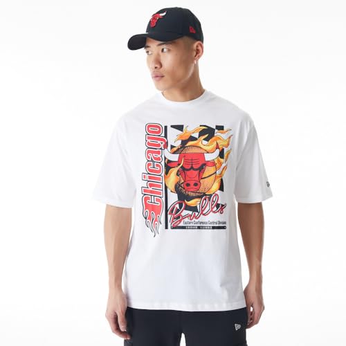 NBA Flame Print Oversized T-Shirt Chicago Bulls Whitete Red NBA Flame Print Oversized T-Shirt Chicago Bulls Whitete Red von New Era
