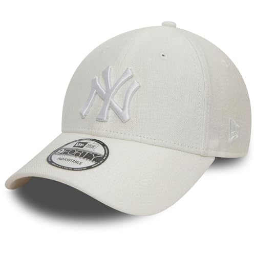 New Era 9Forty Strapback Cap - LEINEN New York Yankees weiß von New Era