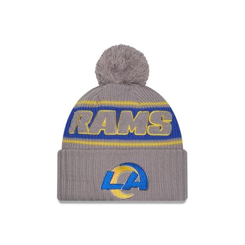 New Era Los Angeles Rams NFL 2024 Sideline Sport Knit Grau Bommelmütze - One-Size von New Era