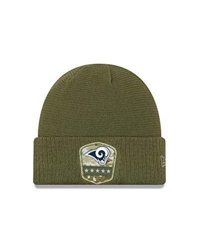 New Era Los Angeles Rams On Field 2019 Salute to Service Beanie Olive - One-Size von New Era