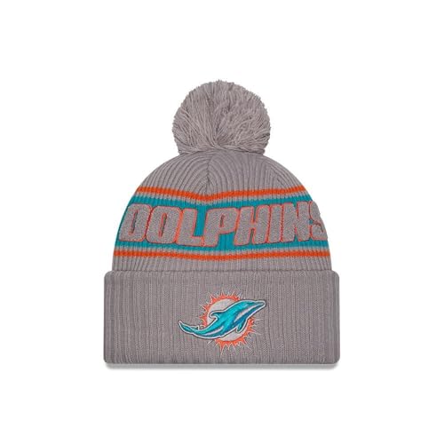New Era Miami Dolphins NFL 2024 Sideline Sport Knit Grau Bommelmütze - One-Size New Era Miami Dolphins NFL 2024 Sideline Sport Knit Grau Bommelmütze - One-Size von New Era