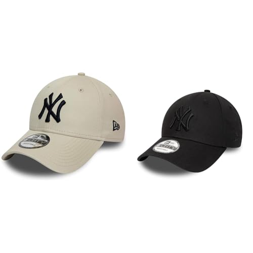 New Era New York Yankees 9forty Adjustable Cap League Essential Stone - One-Size, Beige (med beige) & New York Yankees MLB League Essential Black on Black 9Forty Cap - One-Size von New Era
