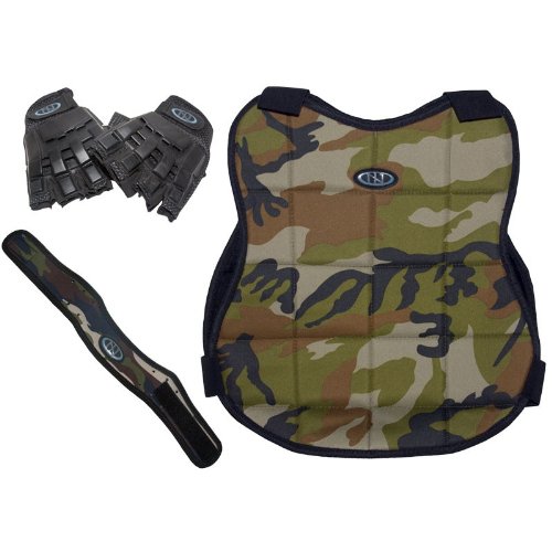 New Legion Paintball Schutzset - camo mit Halbfinger-Handschuh von New Legion