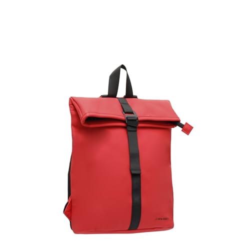 New Rebels Unisex Wasserabweisender Rolltop-Rucksack – 21l Rolltop-Backpack mit 15,6-Zoll-Laptopfach – Reiserucksack mit Klickverschluss – Rucksack mit Vordertasche – flexible Aufbewahrung - Burgundy von New Rebels