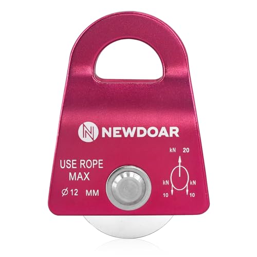 NewDoar 20KN Mikro Seilrolle Umlenkrolle zum Klettern, Rettungsheben und zur Anhängerkupplung Riemenscheiben(B Stil Rot 1 Stück) von NewDoar