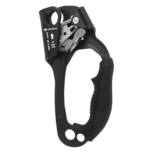 NewDoar UIAA & CE-zertifizierte Handsteigklemme Seilklemme Ascension Kletterbaum Baumpfleger Abseilen Ausrüstung Seilklemme für 8~13 mm Seil-Rechte Hand Pro Schwarz von NewDoar