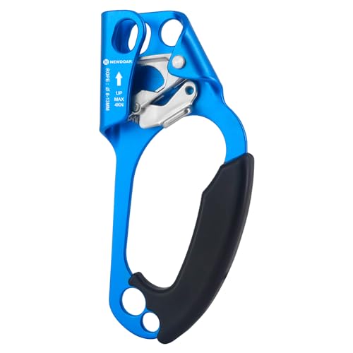 NewDoar UIAA & CE-zertifizierte Handsteigklemme Seilklemme Ascension Kletterbaum Baumpfleger Abseilen Ausrüstung Seilklemme für 8~13 mm Seil-Rechte Hand Blau von NewDoar