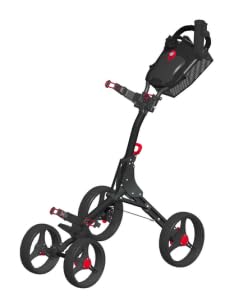 Newfly Golf-Trolley mit 4 Rädern, ultraleicht, zusammenklappbar, mit Fußbremse, leicht zu öffnen und zu schließen, Golfwagen, mit Schirmhalter und Aufbewahrungstasche von Newfly
