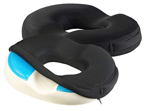 Newgen Medicals Sitz-Kissen: 2er-Set Ergonomische Ring-Sitzkissen, Memory-Foam, Gel-Beschichtung (Hämorrhoiden-Sitzkissen, Rollstuhl-Sitzkissen, Sanitätshaus) von Newgen Medicals