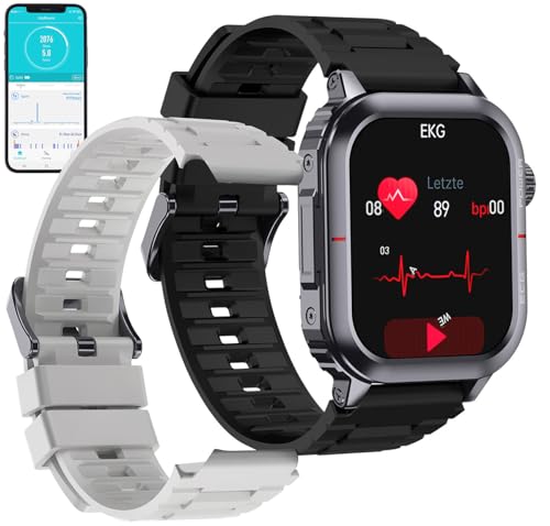 Newgen Medicals Pulsuhr: Fitness-Smartwatch mit EKG-, Herzfrequenz- und Blutdruck-Anzeige (Smartwatch Wasserdicht, Schlaftracker, Herren Damen Uhr) von Newgen Medicals
