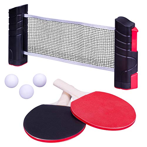 Tischtennis-Set tragbar Tischtennisspiel Ping-Pong-Spiel Netz versenkbar 2 Schläger + 3 Bälle + Aufbewahrungstasche Tischtennis-Set tragbar Tischtennisspiel Ping-Pong-Spiel Netz versenkbar 2 Schläger + 3 Bälle + Aufbewahrungstasche von Nexos Trading