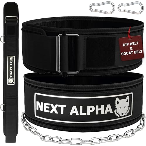 Next Alpha Gewichthebergürtel & Dip Gürtel-Kombination - Custom Weight Lifting Belt für Herren und Damen - Selbstverschluss- & Schnellverschlussschnalle - Mit Kette - Schwarz - Small Next Alpha Gewichthebergürtel & Dip Gürtel-Kombination - Custom Weight Lifting Belt für Herren und Damen - Selbstverschluss- & Schnellverschlussschnalle - Mit Kette - Schwarz - Small von Next Alpha