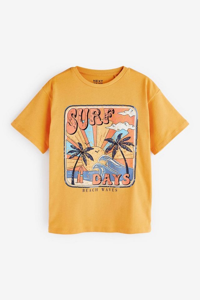 Next T-Shirt Oversized Fit T-Shirt mit Pailletten, Surf Days (1-tlg) von Next