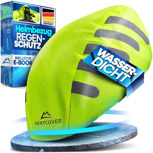 Nextcover® Universal Fahrradhelm Regenschutz I 100% Wind- & Wasserdichter Helmbezug I Reflektierende Fahrrad Regenhaube für alle Helme I Helm Überzug, Helmüberzug, Helm Cover, Regenschutz Fahrradhelm von Nextcover