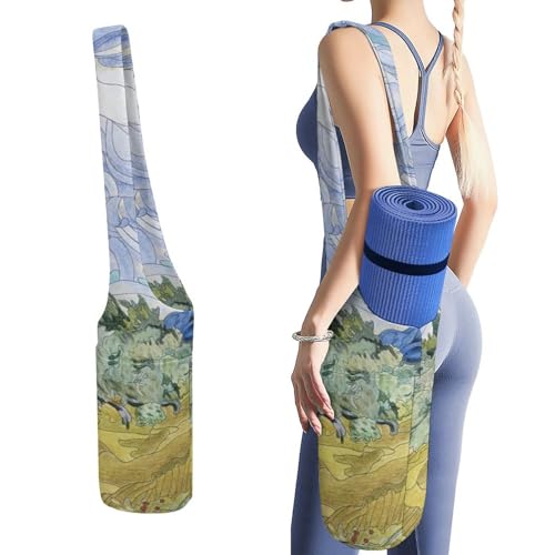 Niapessel Yogamatten-Tasche, Yogamatten-Taschen für Frauen, Weizenfeld-Van Gogh-Druck, Yogamatten-Halter, Tasche, Tragetasche mit Taschen, Yoga-Zubehör, Yoga-Geschenke für Frauen und Yoga-Liebhaber von Niapessel