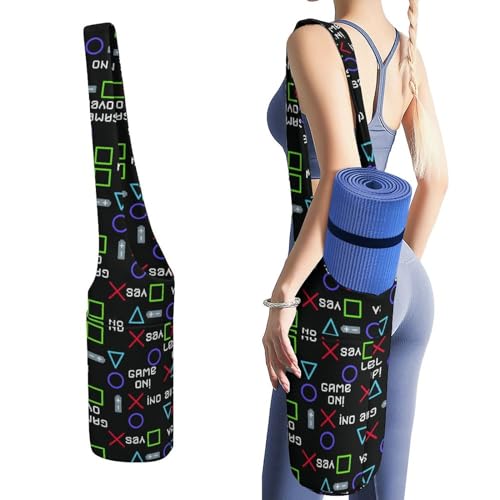 Niapessel Yogamatten-Tasche, Yogamatten-Taschen für Frauen, cooler Gamer-Slogan-Text-Druck, Yogamatten-Halter, Tasche, große Tasche mit Taschen, Yoga-Zubehör, Yoga-Geschenke für Frauen und von Niapessel