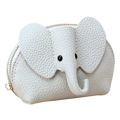 Nidddiv Brieftasche Herren Ohne Münzfach Rindsleder Tier süße Geldbörse Elefant Geldbörse Geldbörse Geldbörse mit Armband Brieftasche Herren Groß Mit Reißverschluss (White, One Size) von Nidddiv