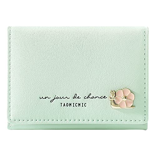 Nidddiv Damen Geldbörsen Groß Rose Frauen Faltbare Geldbörse Mode Student Tri Fold Short Clip Wallet Geldbörsen Herren Für Karten Und Scheine (Green, One Size) von Nidddiv