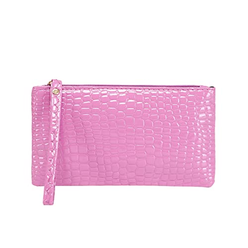 Nidddiv Geldbörsen Herren Mode Frauen Kunstleder Einfarbig Achseltasche Handytasche Umschlag Geldbörse Clutch Bag Taschendieb Geldbörsen Damen (Purple, One Size) von Nidddiv