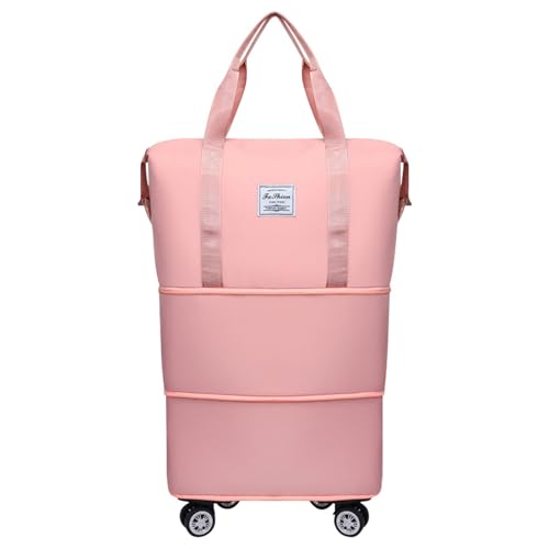 Nidddiv Rucksack Handgepäck Diebstahlsicher Koffer mit Rollen, erweiterbare, Faltbare Gepäcktasche, abnehmbare Reisetasche mit Rollen, große Reisetasche zum Mitnehmen Koffer 20 Kg (Pink, One Size) von Nidddiv