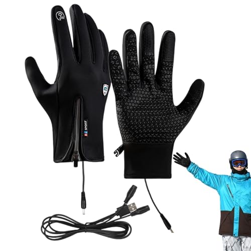 Niesel Touchscreen-Handschuhe,Handwärmer-Handschuhe - USB wiederaufladbare Touchscreen-Handschuhe | rutschfeste Handschuhe mit Reißverschluss, Ausrüstung für kaltes Wetter für Outdoor-Aktivitäten von Niesel