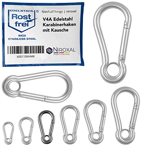 10 Stück Karabinerhaken klein 6mm Starke Karabiner Edelstahl Haken Schlüsselanhänger mit Auge Kausche 6x60mm Schlüsselanhänger Hängematte Schaukel von NietFullThings