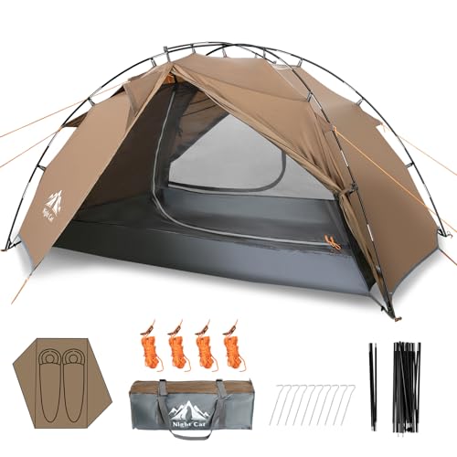 Night Cat Camping Zelt 2 Personen Wasserdicht Campingzelt 2 Man Zente Zwei Schichten Einfache Einstellung Leicht Für Trekking Wandern Garten von Night Cat