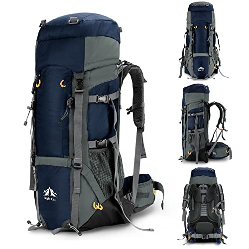 Night Cat Wanderrucksack 70L Rucksack Trekkingrucksack Reiserucksack Herren Damen Atmungsaktiv für Camping Trekking Mountainering Klettern Fahrradreisen Night Cat Wanderrucksack 70L Rucksack Trekkingrucksack Reiserucksack Herren Damen Atmungsaktiv für Camping Trekking Mountainering Klettern Fahrradreisen von Night Cat