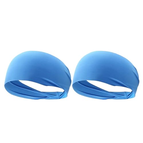 Elastische Sport-Stirnbänder, schweißabsorbierender Kopfschmuck, schnelltrocknendes Workout-Stirnband, rutschfeste, atmungsaktive Schweißbänder for Yoga und Laufen Sport Stirnband(Blue 2PCS) von NihaoWXM