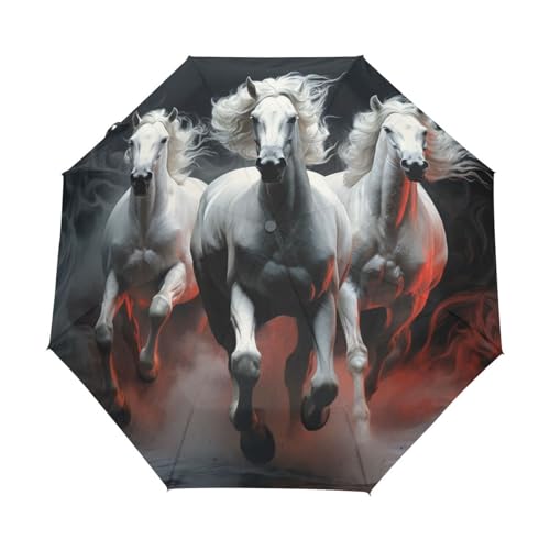 Cartoon Afrikanisches Pferdetier Regenschirm Taschenschirm Kinder Jungen Mädchen UV-Schutz Auf-Zu Automatik Umbrella Verstärkt Winddichte Zusammenklappbar von Niigeu