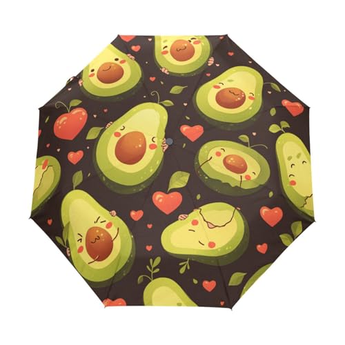 Cartoon Babyfrucht Avocado Herzen Regenschirm Taschenschirm Kinder Jungen Mädchen UV-Schutz Auf-Zu Automatik Umbrella Verstärkt Winddichte Zusammenklappbar von Niigeu