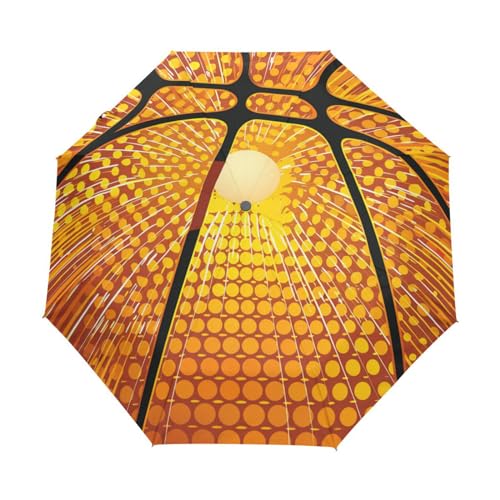 Cartoon Polka Dots Basketball Beige Regenschirm Taschenschirm Kinder Jungen Mädchen UV-Schutz Auf-Zu Automatik Umbrella Verstärkt Winddichte Zusammenklappbar von Niigeu