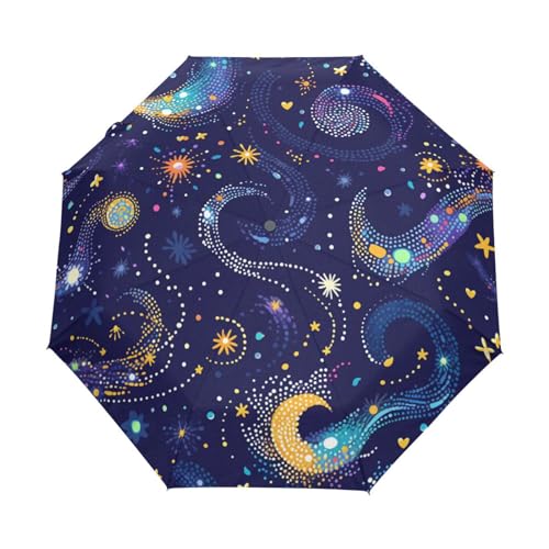 Künstlerische Weltraumgalaxie Sterne Regenschirm Taschenschirm Kinder Jungen Mädchen UV-Schutz Auf-Zu Automatik Umbrella Verstärkt Winddichte Zusammenklappbar von Niigeu