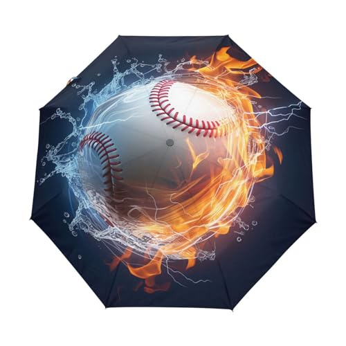 Künstlerischer Sport Baseballball Regenschirm Taschenschirm Kinder Jungen Mädchen UV-Schutz Auf-Zu Automatik Umbrella Verstärkt Winddichte Zusammenklappbar von Niigeu
