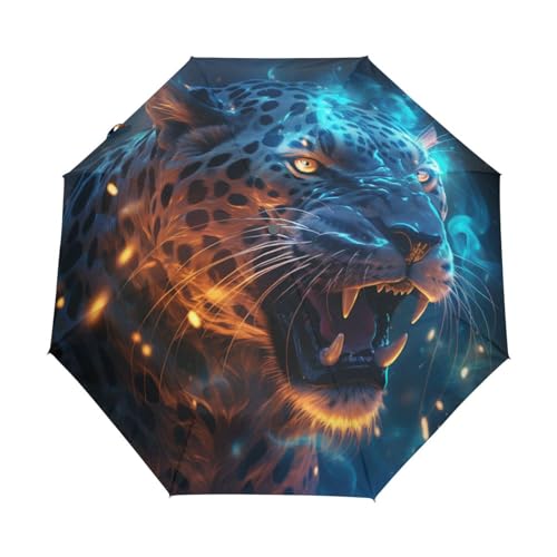 Süßes Geparden Leoparden Tier Regenschirm Taschenschirm Kinder Jungen Mädchen UV-Schutz Auf-Zu Automatik Umbrella Verstärkt Winddichte Zusammenklappbar von Niigeu