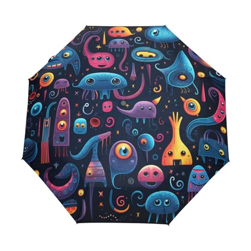 Weltraumbaby Zuckerschädel Regenschirm Taschenschirm Kinder Jungen Mädchen UV-Schutz Auf-Zu Automatik Umbrella Verstärkt Winddichte Zusammenklappbar von Niigeu