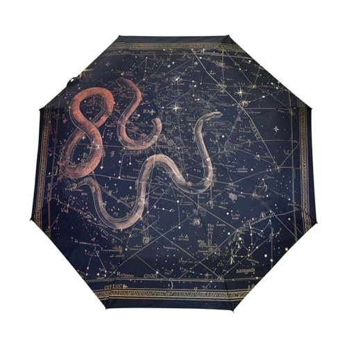 Weltraumsternzeichen Schlangenstern Regenschirm Taschenschirm Kinder Jungen Mädchen UV-Schutz Auf-Zu Automatik Umbrella Verstärkt Winddichte Zusammenklappbar von Niigeu