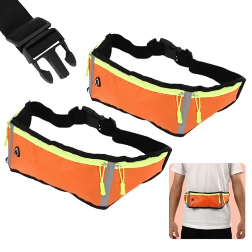 Niiyen 2 Stück Lauf-Hüfttasche, Reflektierende Sport-Gürteltasche, Laufgürtel für Damen und Herren, Jogging-Gürteltasche mit Mehreren Taschen für Wandern, Reisen, Workout, Outdoor (Orange) von Niiyen