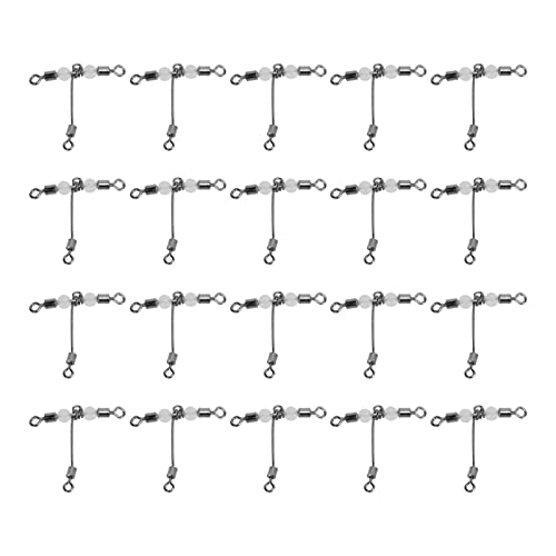 Niiyen 20 Stück T-förmige, leuchtende Angelwirbel, 3-Wege-Verbindung, Kreuzlinien-Rollwirbel mit Perlen (10 * 12) von Niiyen