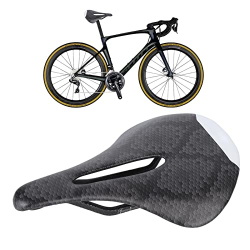 Niiyen Rennradsattel Carbonfaser, Ultraleicht Rennrad Sattel Fahrradsitz, Sattel Schwarz Stereogel Struktur Hohl Design Fahrradsitz für Männer Frauen rennrad Sattel Frauen (Gray) von Niiyen