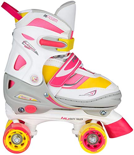 Nijdam Junior Mädchen Rollerskates Verstellbar Semi-Softboot, Fluorrosa/Fluorgelb/Weiß/Grau/Anthrazit, 38-41, 52SF von Nijdam