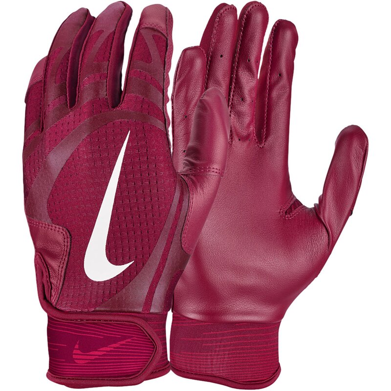 Nike Alpha Huarache Edge Kunstleder Baseball Handschuhe, Batting Gloves - cardinal rot/weiß Gr. 2XL von Nike, Inc.