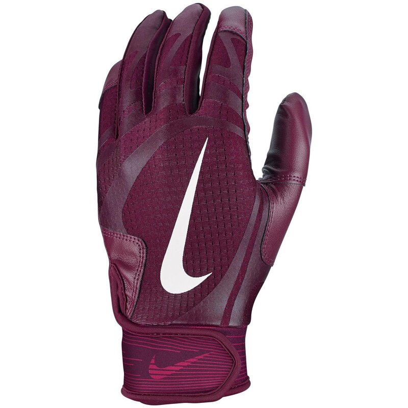 Nike Alpha Huarache Edge Kunstleder Baseball Handschuhe, Batting Gloves - maroon/weiß Gr. 2XL von Nike, Inc.