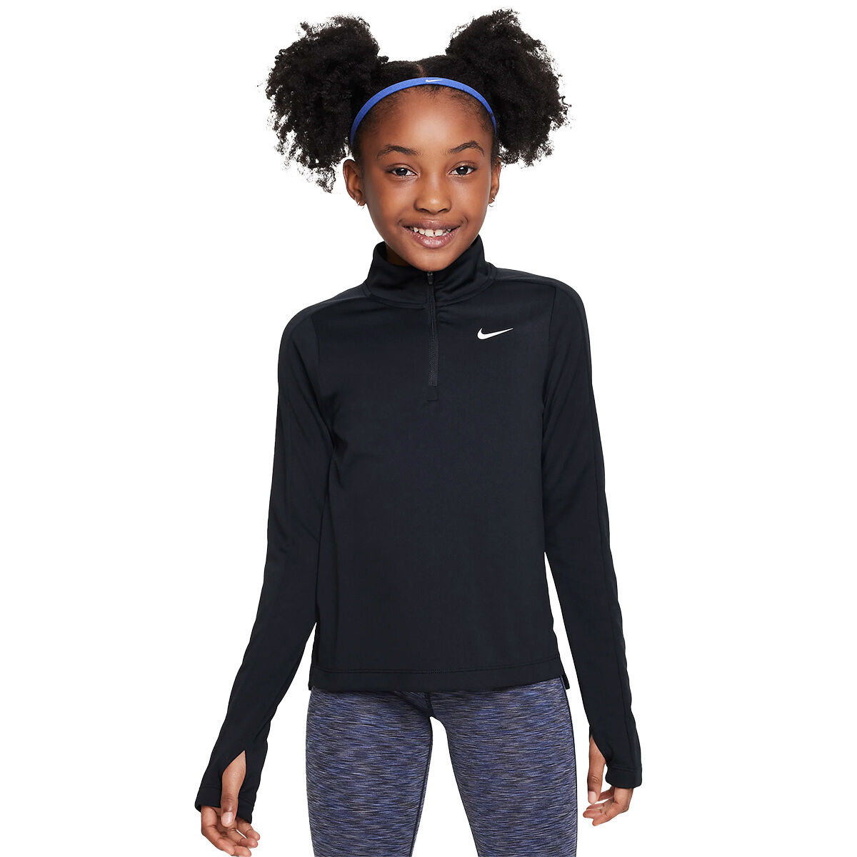 Nike Junior Girls Dri-FIT Half Zip Golf Mid Layer, Unisex, Black/white, 12-13 years | American Golf von Nike Golf