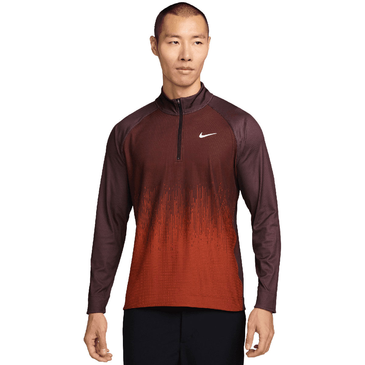 Nike Golf Men's Tour Dri-FIT ADV Half Zip Golf Midlayer, Colour Block Red and Brown, Size: Medium | American Golf von Nike Golf