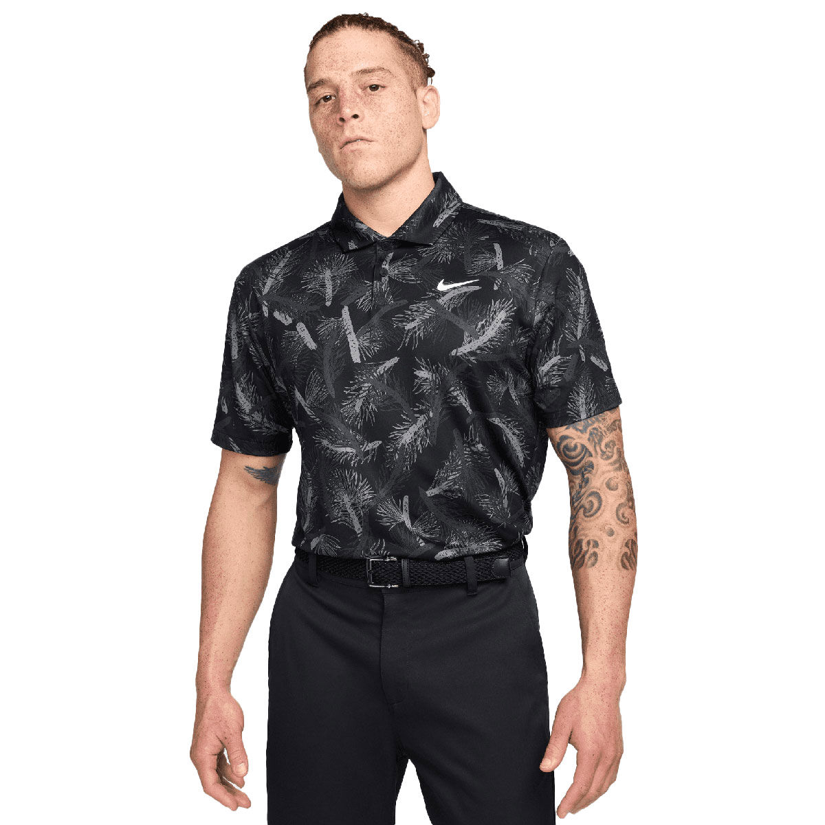 Nike Men's Tour Pine Print Golf Polo Shirt, Mens, Dark smoke grey/white, Small | American Golf von Nike Golf