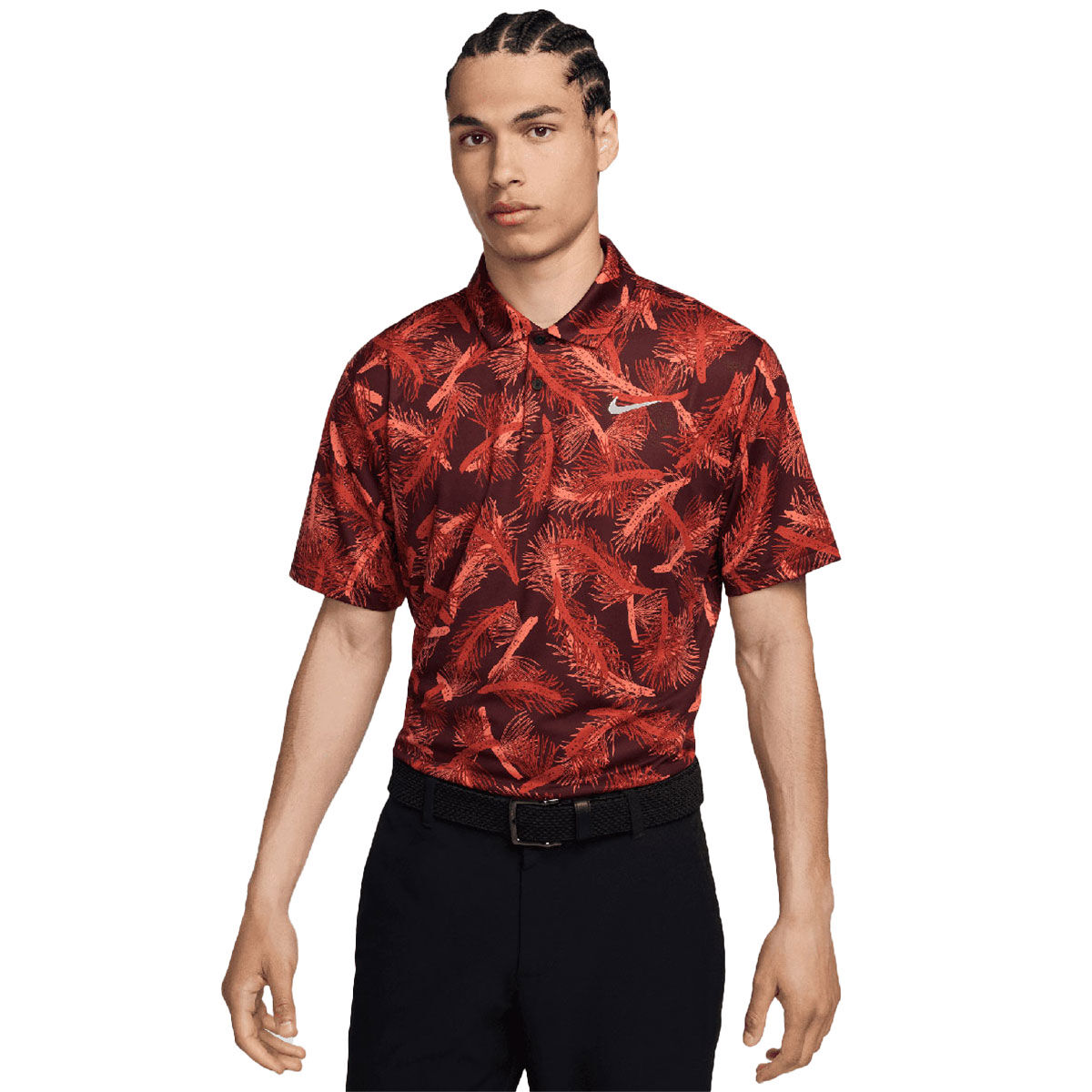 Nike Men's Tour Pine Print Golf Polo Shirt, Mens, Dragon red/white, Small | American Golf von Nike Golf