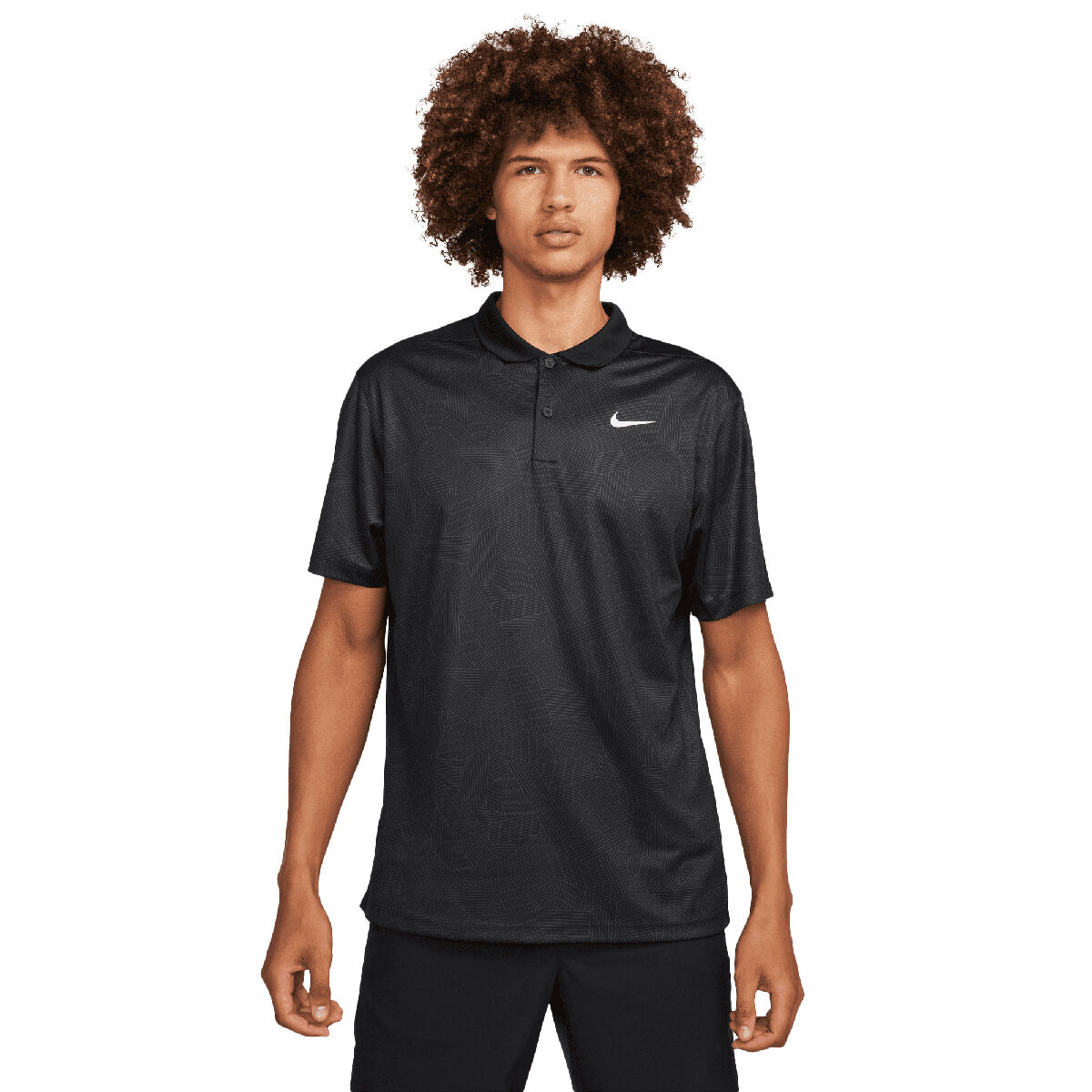 Nike Golf Mens Black and White Comfortable Victory+ Cross Hatch Golf Polo Shirt, Size: XL | American Golf von Nike Golf