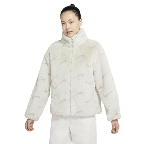 NIKE Damen Faux Fur Aop Swoosh Jacke, Light Bone/Light Iro, S NIKE Damen Faux Fur Aop Swoosh Jacke, Light Bone/Light Iro, S von Nike